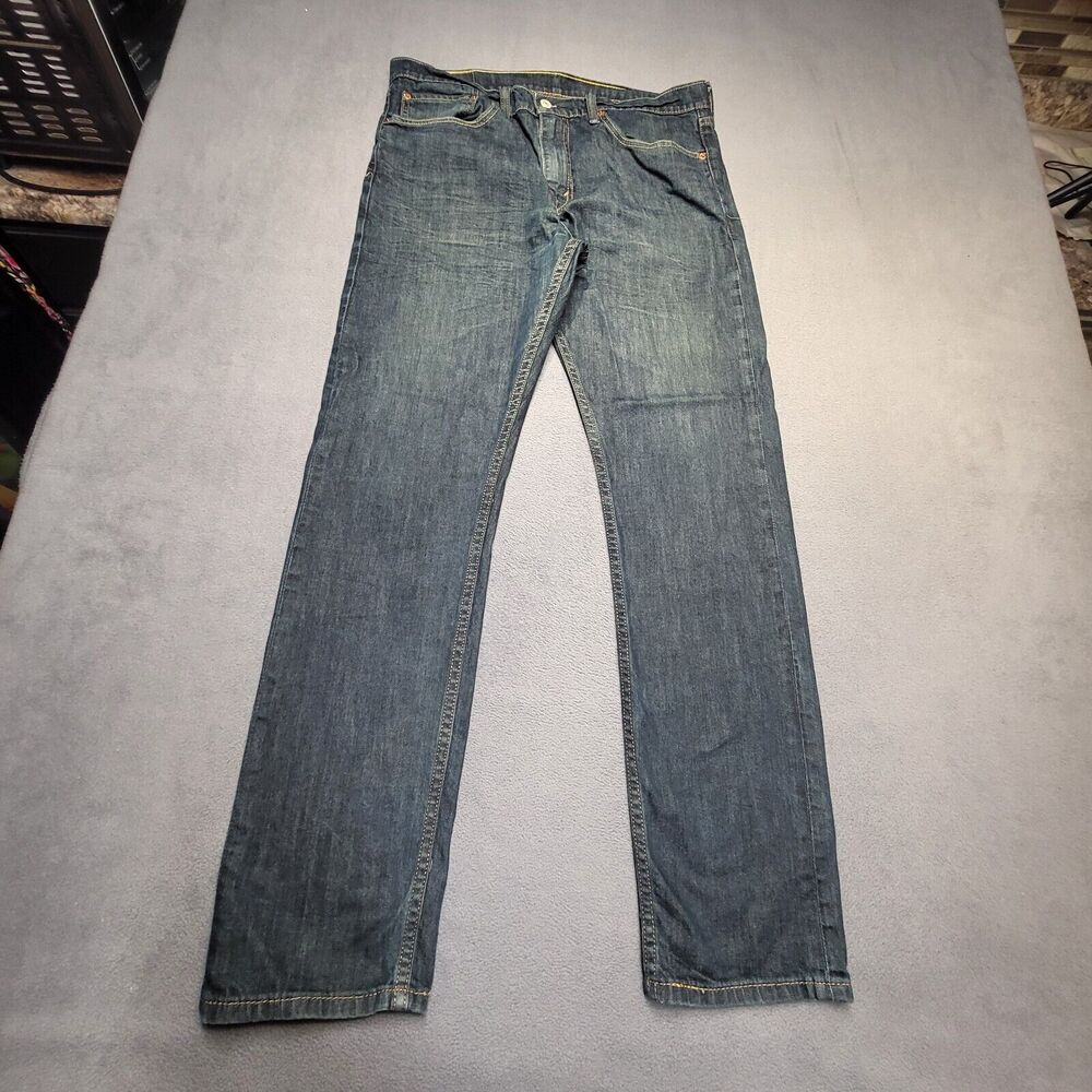 Levis 508 Jeans Mens 34x31 Blue Tapered Fit‎ Denim Distressed Stretch